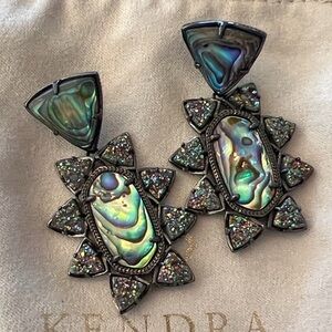 RARE Retired Kendra Scott Auden Cabana Earrings • Abalone • Gunmetal • HTF